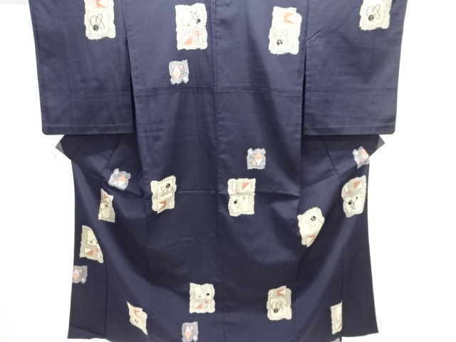 JAPANESE KIMONO / ANTIQUE OMESHI HITOE KIMONO / TAISHO ROMAN STYLE / WOVEN SHIKISHI PATTERN